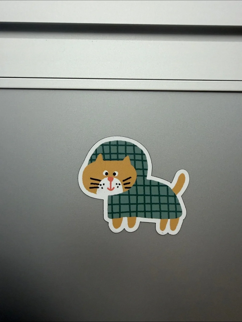 Cute Cat Sticker - Green Plaid Cat